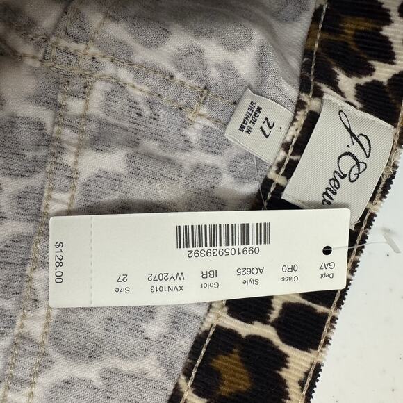 J Crew Corduroy Pants Womens 27 Brown Leopard Print 10" Toothpick Ankle Stretch - Picture 7 of 14